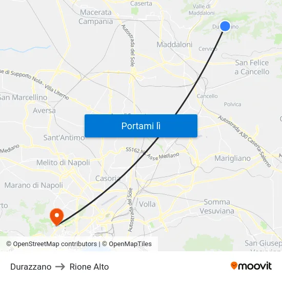 Durazzano to Rione Alto map