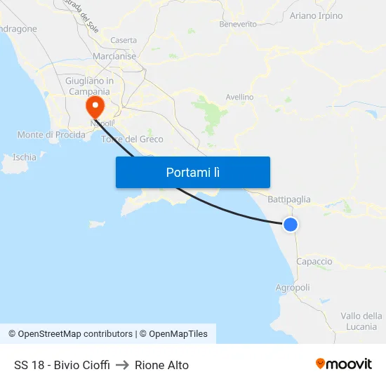SS 18 - Bivio Cioffi to Rione Alto map