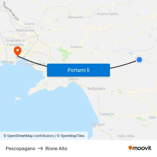 Pescopagano to Rione Alto map