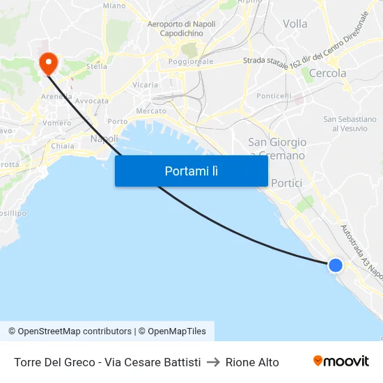 Torre Del Greco - Via Cesare Battisti to Rione Alto map