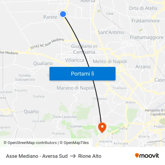 Asse Mediano - Aversa Sud to Rione Alto map