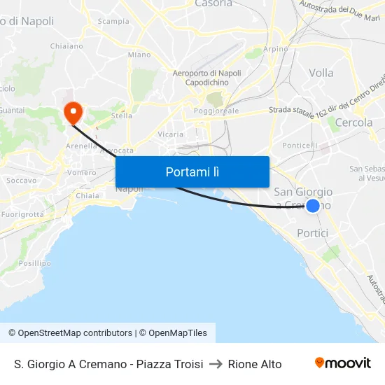 S. Giorgio A Cremano - Piazza Troisi to Rione Alto map