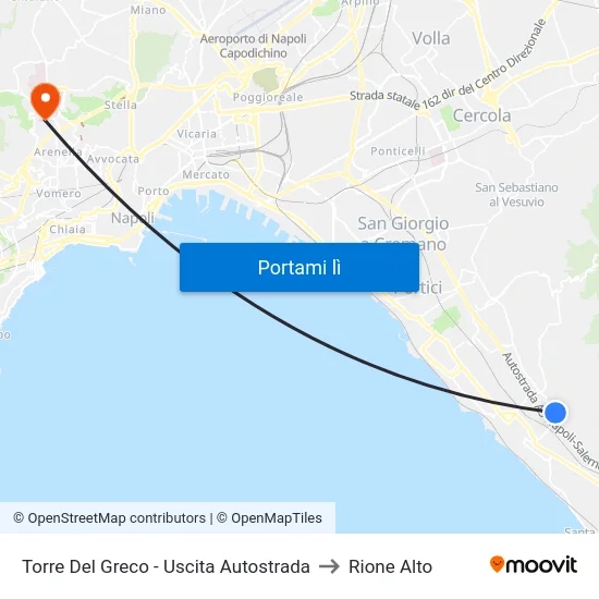 Torre Del Greco - Uscita Autostrada to Rione Alto map