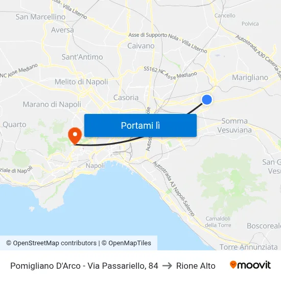 Pomigliano D'Arco - Via Passariello, 84 to Rione Alto map