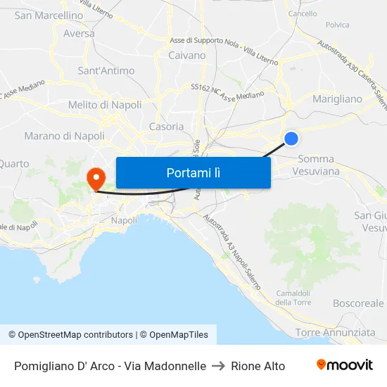 Pomigliano D' Arco - Via Madonnelle to Rione Alto map