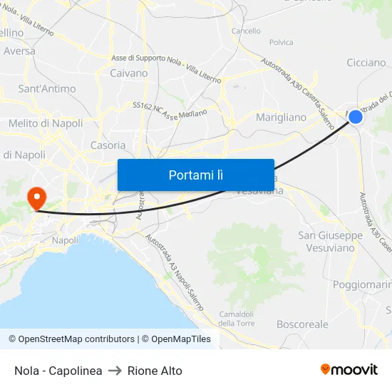Nola - Capolinea to Rione Alto map