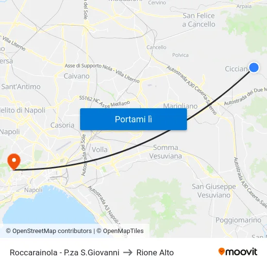 Roccarainola - P.za S.Giovanni to Rione Alto map