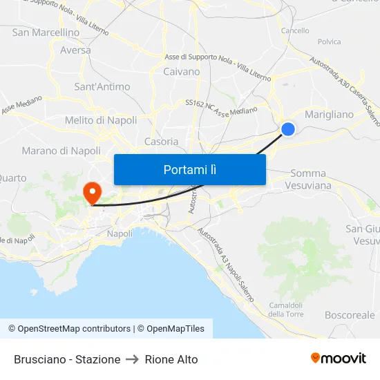 Brusciano - Stazione to Rione Alto map