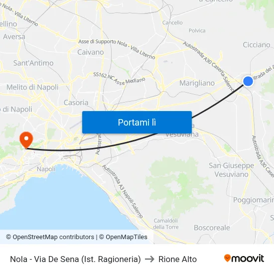 Nola - Via De Sena (Ist. Ragioneria) to Rione Alto map