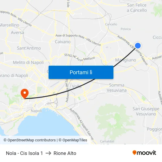 Nola - Cis Isola 1 to Rione Alto map