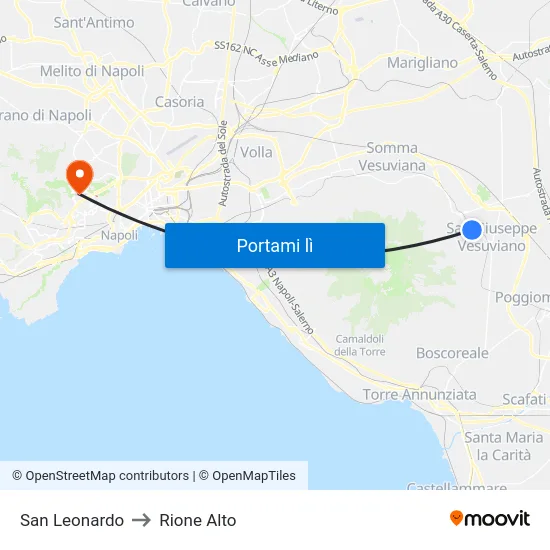 San Leonardo to Rione Alto map
