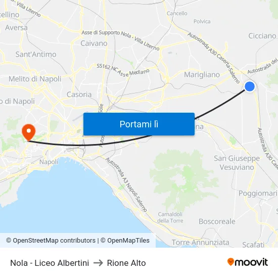 Nola - Liceo Albertini to Rione Alto map