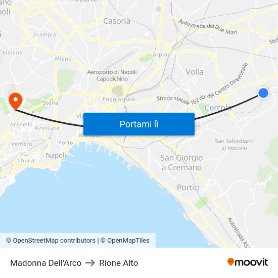 Madonna Dell'Arco to Rione Alto map