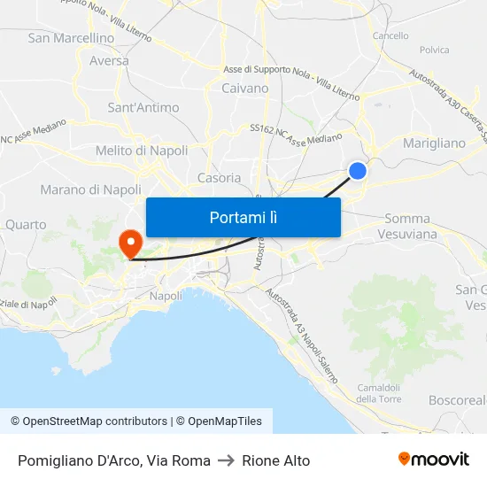 Pomigliano D'Arco, Via Roma to Rione Alto map