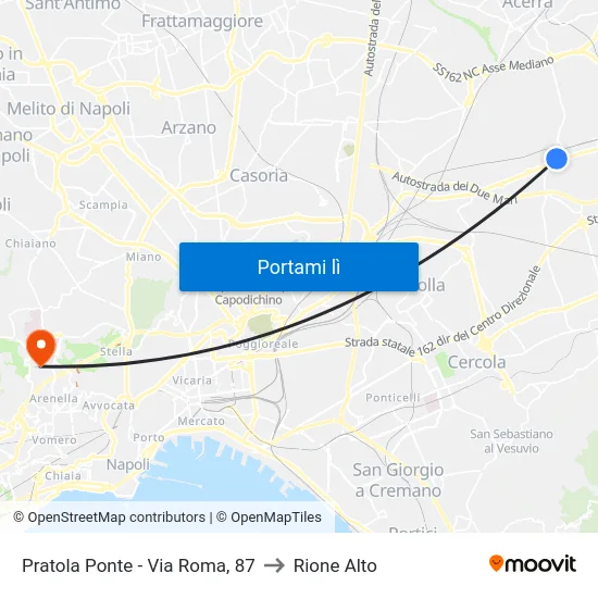 Pratola Ponte - Via Roma, 87 to Rione Alto map
