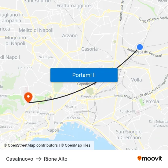 Casalnuovo to Rione Alto map