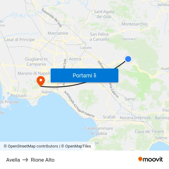 Avella to Rione Alto map
