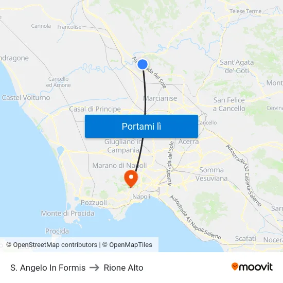 S. Angelo In Formis to Rione Alto map