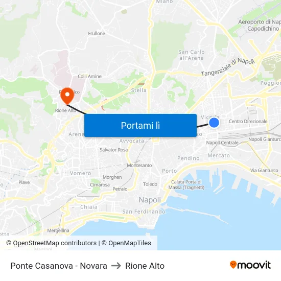 Ponte Casanova - Novara to Rione Alto map