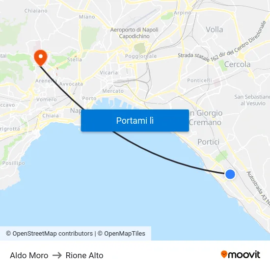 Aldo Moro to Rione Alto map