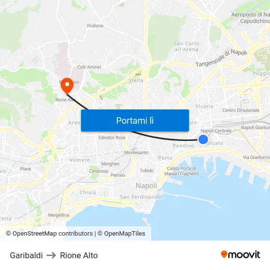 Garibaldi to Rione Alto map