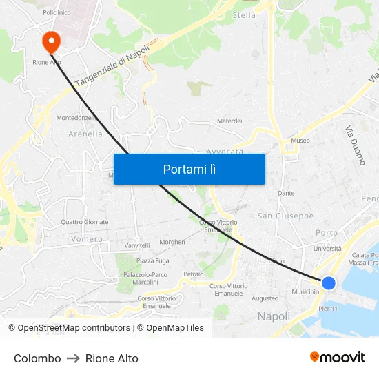 Colombo to Rione Alto map