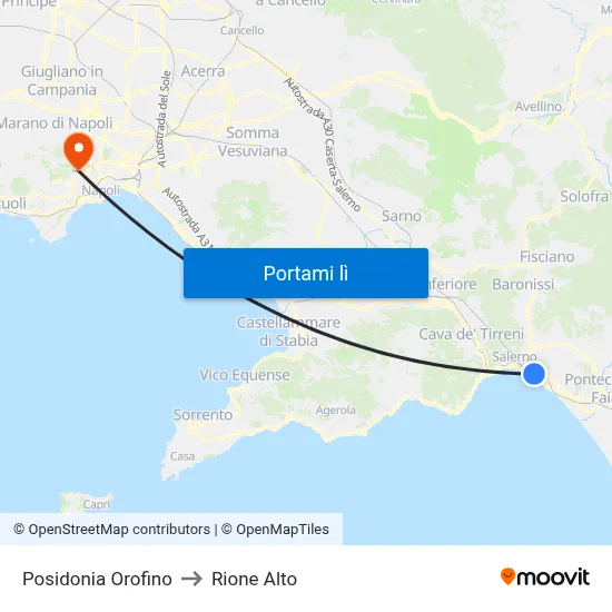 Posidonia Orofino to Rione Alto map