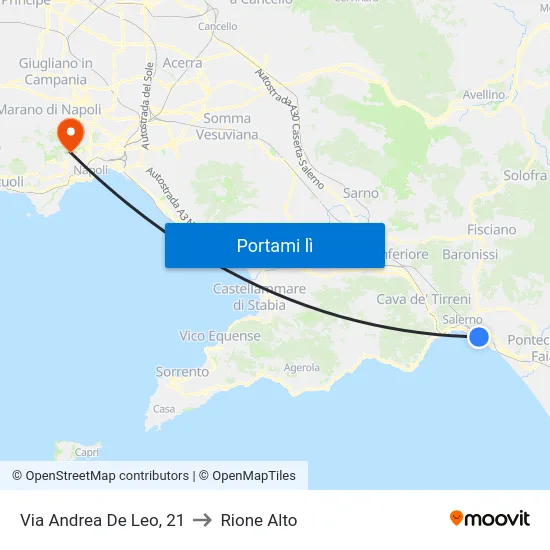 Via Andrea De Leo, 21 to Rione Alto map