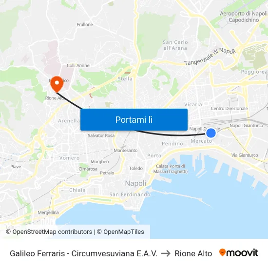 Galileo Ferraris - Circumvesuviana E.A.V. to Rione Alto map
