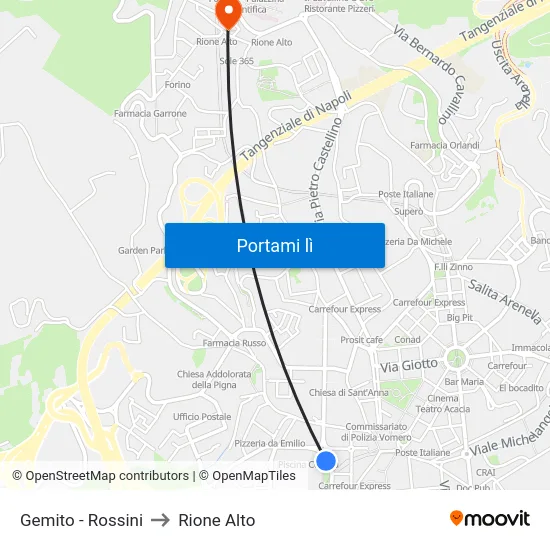 Gemito - Rossini to Rione Alto map