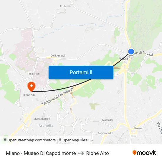 Miano - Museo Di Capodimonte to Rione Alto map