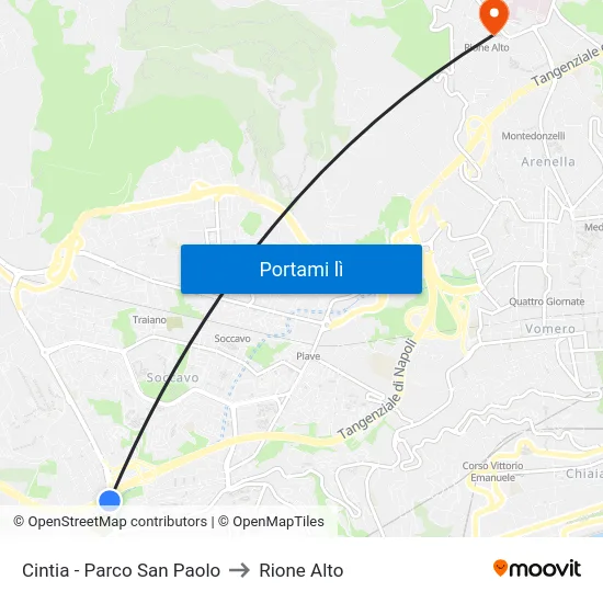 Cintia - Parco San Paolo to Rione Alto map
