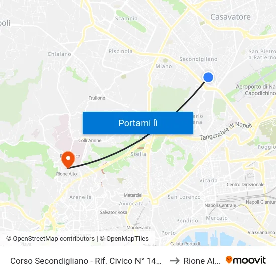 Corso Secondigliano - Rif. Civico N° 149 F to Rione Alto map