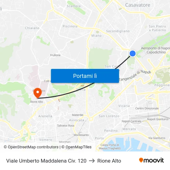Viale Umberto Maddalena Civ. 120 to Rione Alto map