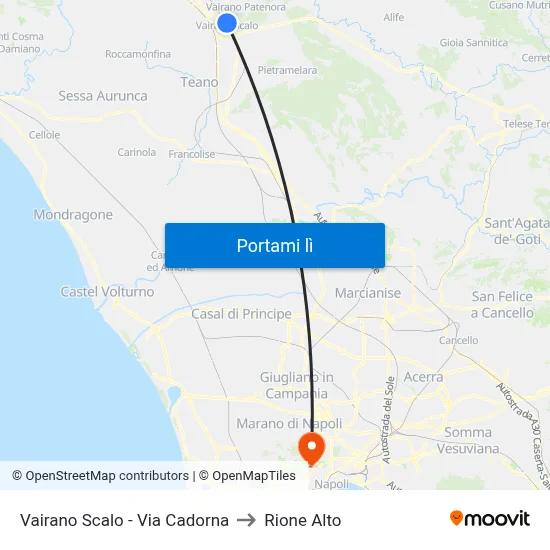Vairano Scalo - Via Cadorna to Rione Alto map