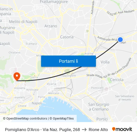 Pomigliano D'Arco - Via Naz. Puglie, 268 to Rione Alto map