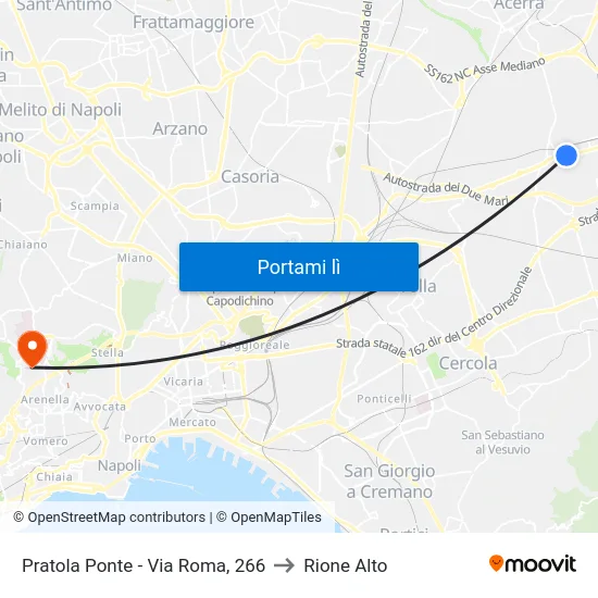 Pratola Ponte - Via Roma, 266 to Rione Alto map