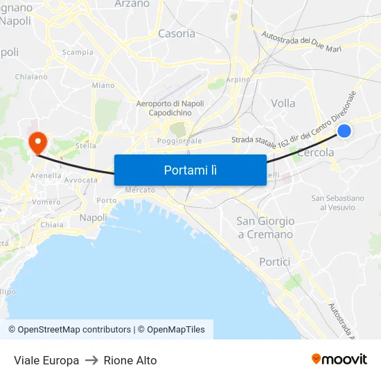 Viale Europa to Rione Alto map