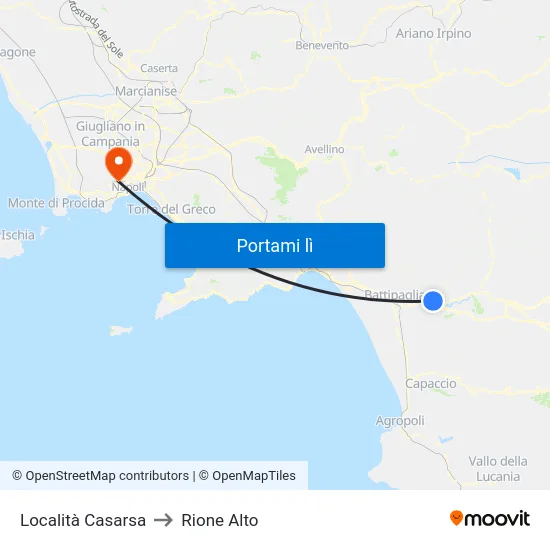 Località Casarsa to Rione Alto map