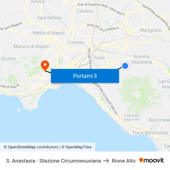S. Anastasia - Stazione Circumvesuviana to Rione Alto map