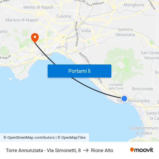 Torre Annunziata - Via Simonetti, 8 to Rione Alto map