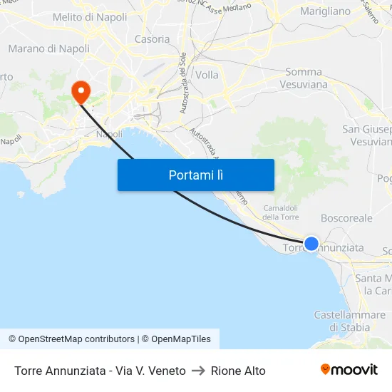 Torre Annunziata - Via V. Veneto to Rione Alto map