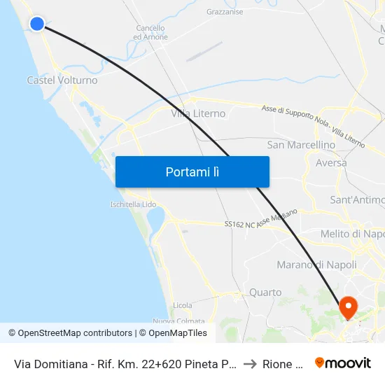 Via Domitiana - Rif. Km. 22+620 Pineta Prisconte to Rione Alto map