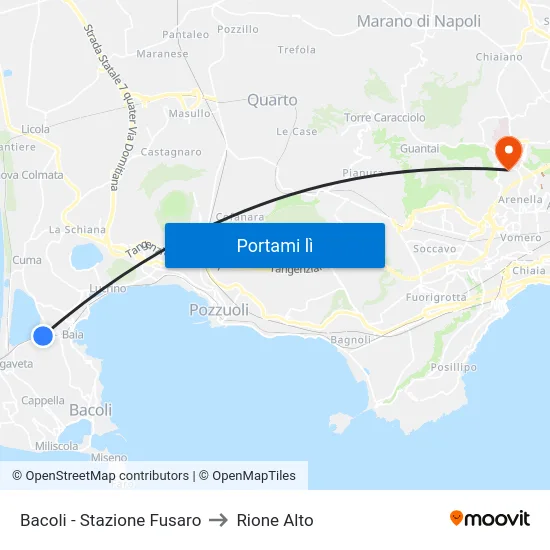 Bacoli - Stazione Fusaro to Rione Alto map