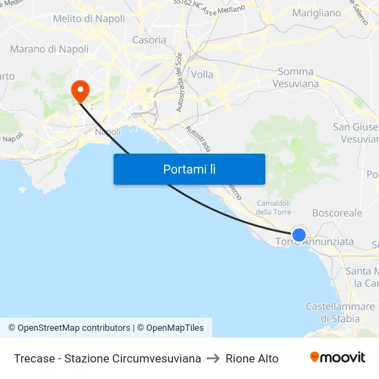 Trecase - Stazione Circumvesuviana to Rione Alto map