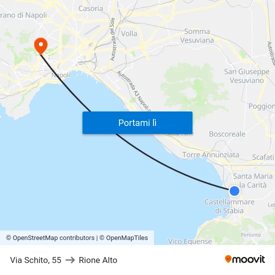 Via Schito, 55 to Rione Alto map