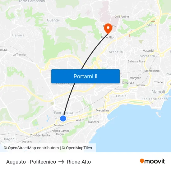 Augusto - Politecnico to Rione Alto map