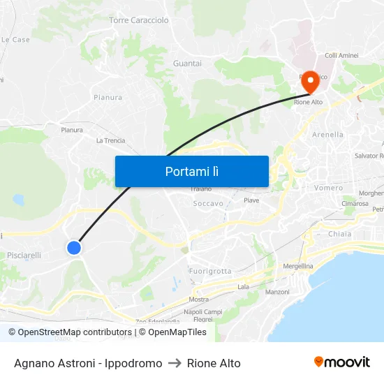 Agnano Astroni - Ippodromo to Rione Alto map
