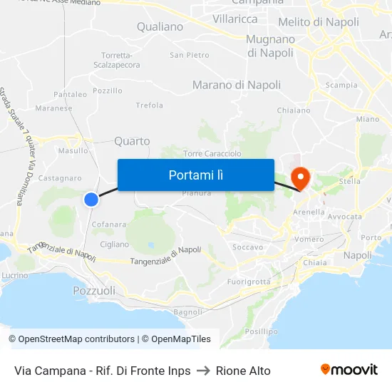 Via Campana - Rif. Di Fronte Inps to Rione Alto map