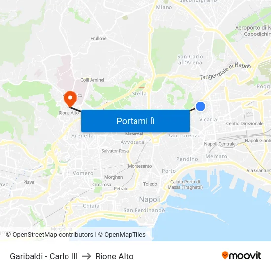 Garibaldi - Carlo III to Rione Alto map